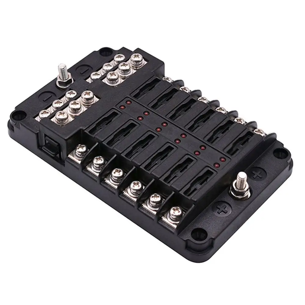 12 way Blade держатель предохранителя с светодиодный Предупреждение для автомобиля лодки морской трайк 32V