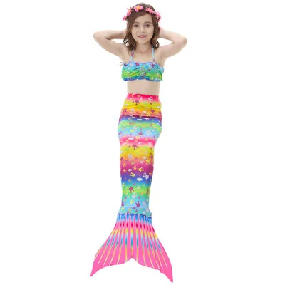 Купальный костюм с хвостом русалки для девочек Детский костюм с хвостом русалки из 3 предметов детский купальный костюм бикини с милыми хвостами - Цвет: 15