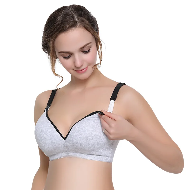 

Maternity Bra Cotton Wire Free Front Open-Buckle Push up U-Type Solid Simple Soft Adjustable Pregnant Women Breastfeeding Bras