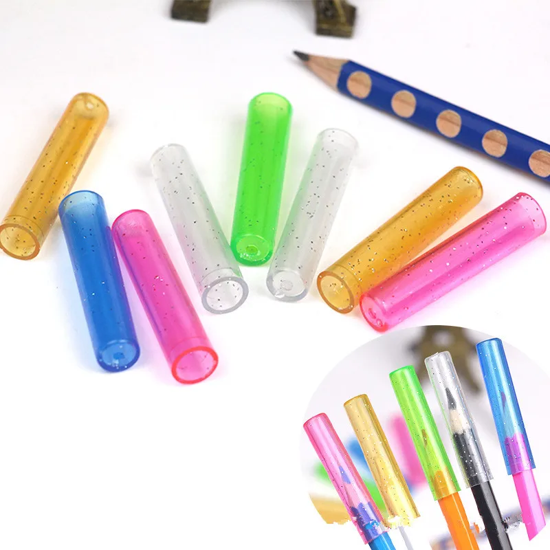 Colored transparent pencil tip protection plastic pencil cover pencil cover elementary school child protective cover