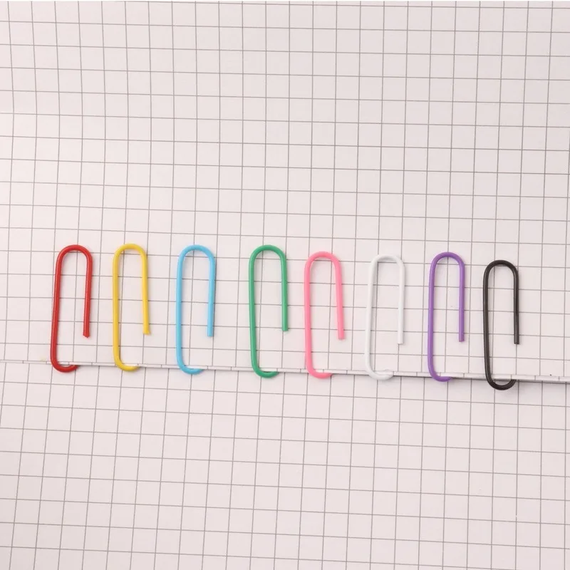 100PCS Plastic-coated Paper Clip Bookmark Color Paper Clip Shaped Paper Clip Paper Clip 28MM