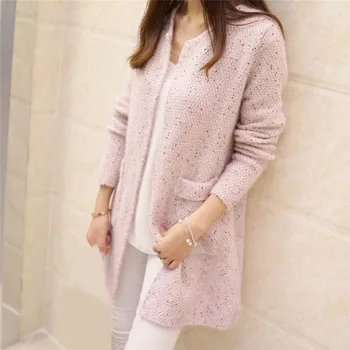 

Autumn Solid Cardigan Open Stitch Women Long Sleeve Knitted Sweater Casual Sweters Knitted Female Cardigan Pull Femme Mujer