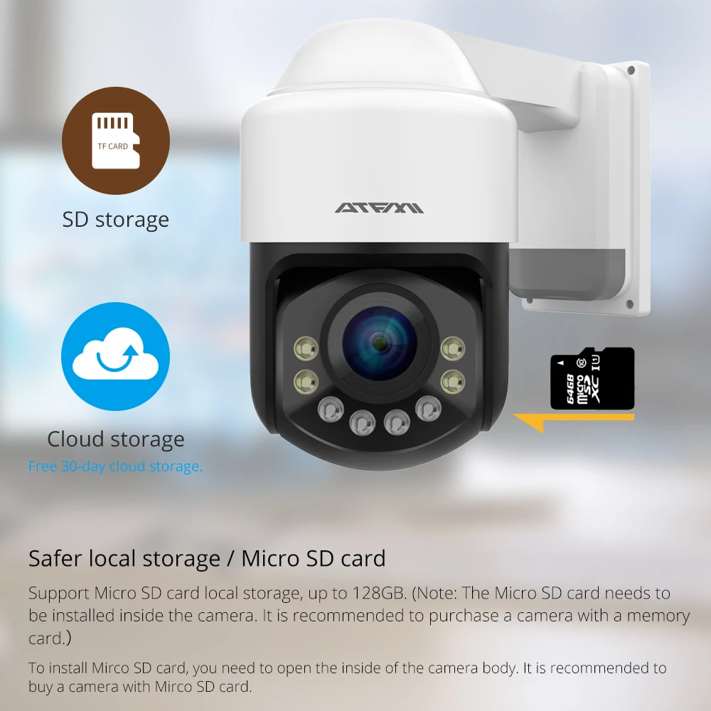  ATFMI WIFI 1080P PTZ IP Camera 4X Zoom Network Camera Full Color Night Vision H265 2MP Waterproof I