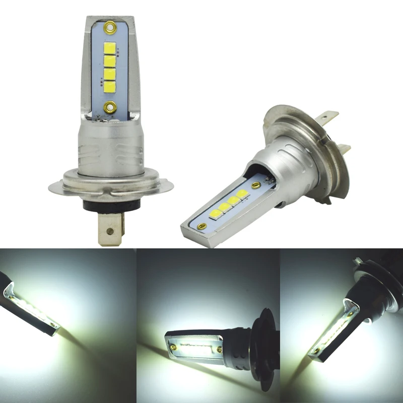 Mayitr 1pair H7 LED CSP Headlight Conversion Kit COB Bulb 55W 10400LM Hi/Lo 6000K White Low Beam Bulbs Fog Lamp