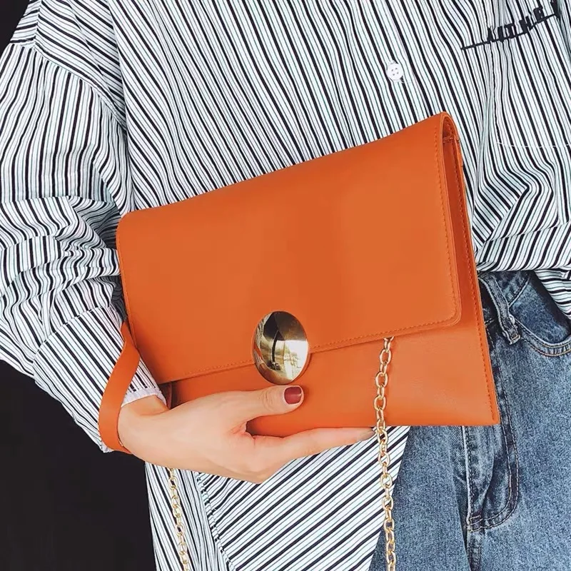 Bolso de mano sólido para mujer, bolso sobre de cuero para mujer, bolso de noche, bolso de mano para mujer, женская сумка через плечо