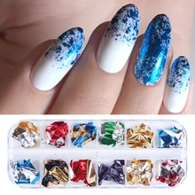 3D неровный с голографическим блеском хлопья для ногтей блестки порошок зеркало блестка смешанный цвет Маникюр Хамелеон украшения ногтей советы SA950