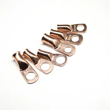 

48PCS AWG Ring Terminal Lug Bare Copper Uninsulated Battery Terminal Connector Gauge