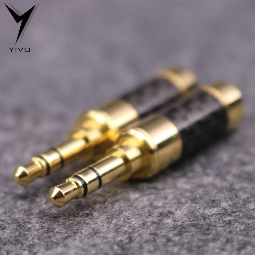 10pcs YIVO Hi end Gold Plated Audio Male Earphone Headphone plug Carbon Fiber 3 5mm stereo 1 8 jack connector for 3mm 6mm Cable