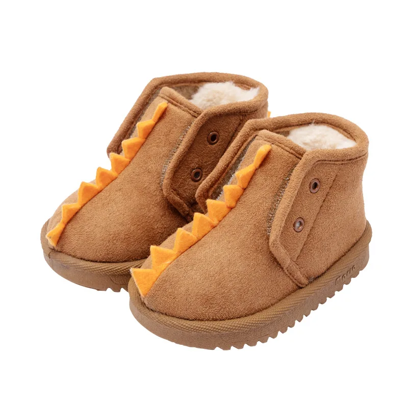 Детские зимние ботинки с динозаврами; бархатная теплая замшевая модная обувь для маленьких мальчиков и девочек; детские зимние ботинки для малышей с густым мехом и шерстью; высокое качество