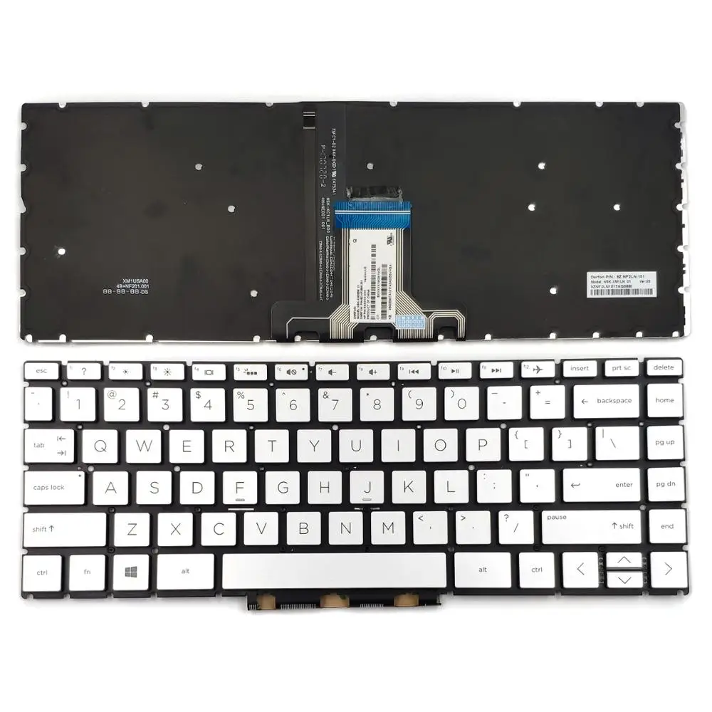 Для hp павильон x360 14-cd0000 14m-cd0000 14t-cd0000 Клавиатура для ноутбука c подсветкой серебро США