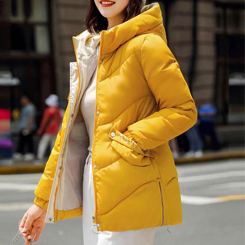 Новая модная женская зимняя куртка-пуховик, теплая парка, Женская куртка с длинным рукавом, женские топы, хлопковая парка, одежда больших размеров