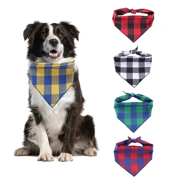 

Dog Bandana Scarfs for Puppy Small Medium Large Dogs Plaid Reversible Pets Bandanas Accessories Triangle Bibs Kerchief