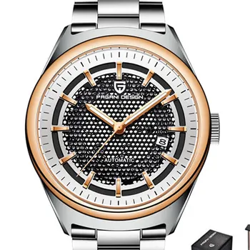 

43 mm Pagani design Gold Bezel pointer date luxury Business men's watch stainless steel strap men's automatic mechanical watch