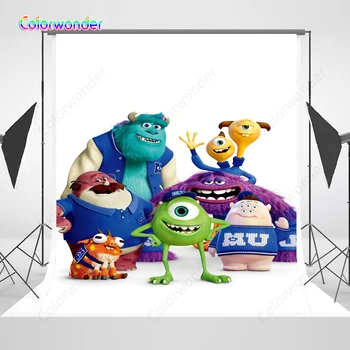 

Monsters University Theme Birthday Party Backdrop For Photography Mike Wazowski White Background For Baby Shower Decor Banner