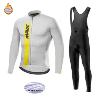 

Pro 2020 Mavic team Winter Thermal Fleece Long Sleeve Cycling Jersey Set MTB Bicycle Maillot Ropa Ciclismo Bike Clothing Uniform