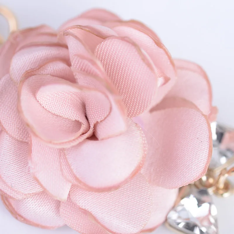 Fashion Women Flower Pearl Lace Tassel Handbag Car Key Ring  Clasp Keychain 