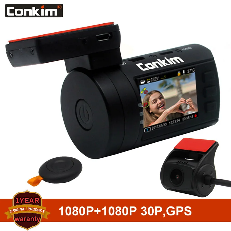 Видеорегистратор Conkim Mini 0906 PRO с двумя камерами GPS 1080P FHD конденсатор заднего вида