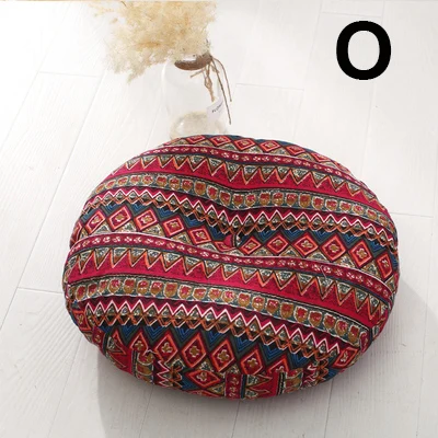 O Removable& Washable Round Shape Cotton Linen Seat Cushion with Core Tatami Cushion Pillow Home Decoration Soft Car Sofa Cushion - Цвет: O