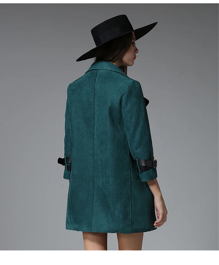 Zaooye/Soap Leaf Europe New Style Winter Elegant Slimming Suede Mid-length Loose-Fit Trench Coat WOMEN'S Coat