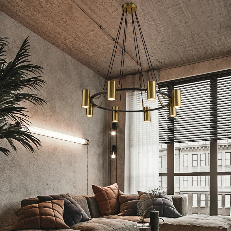 Postmodern living room led chandelier villa bedroom simple creative personality Nordic bar restaurant light 90-200v