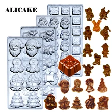 Рождественские 3D формы для шоколада, поликарбонатные формы для выпечки Санта-Клауса, инструменты для выпечки кондитерских изделий, пластиковые формы для шоколада, формы для лотков