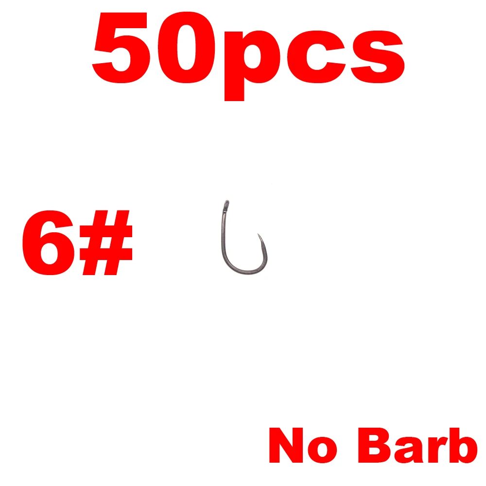 50pcs no barb 6 JIGEECARP 50 шт. грубые крючки для ловли карпа, очень сильные Крючки для ловли карпа, острые Крючки для рыбы#2#5#6#7#8 - Цвет: 50pcs no barb 6