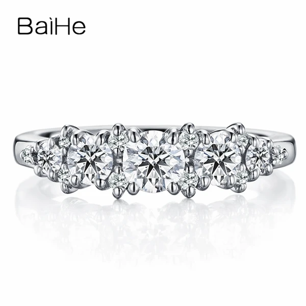 White Gold BAIHE Solid 10K белое золото(AU417) Сертифицированный 0.25ct круглый вырез тренд Moissanite свадебные женские ювелирные изделия элегантные Подарочные Кольца - Цвет камня: White Gold