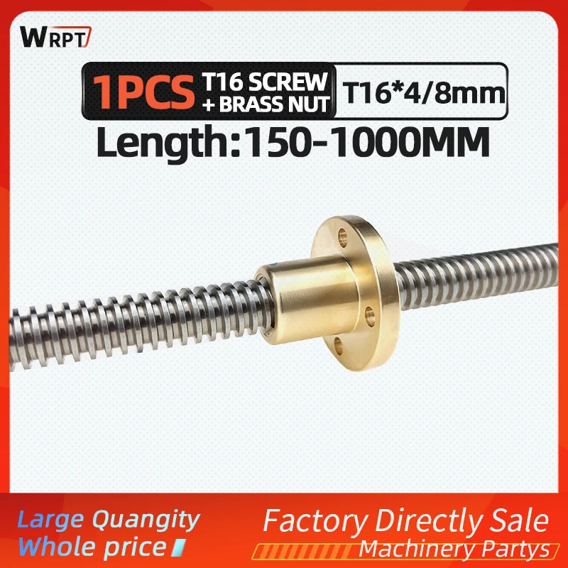T8 Lead Screw Trapezoidal Rod Thread 50-800mm With Brass Nut 3D Printer 