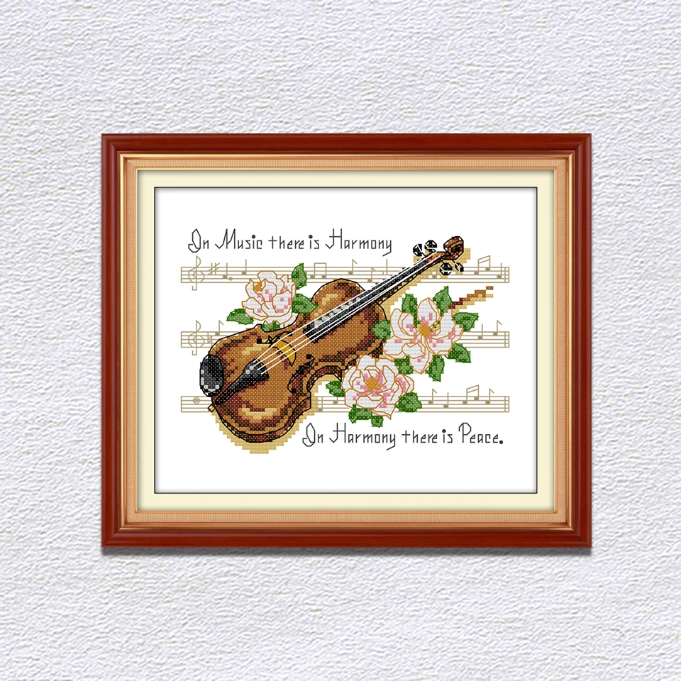 

Violin cross stitch musical instrument series 14CT cross stitch kits chinese Hand embroidery needlework set decorations for home