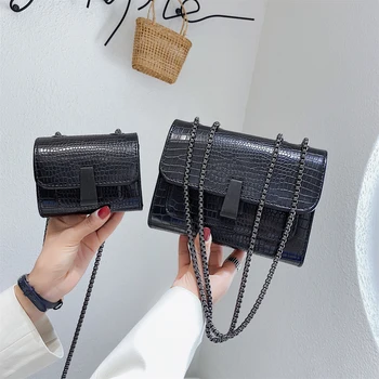 

Fashion purses and handbags crocodile PU leather square women's chain bags for women 2020 crossbody bags for women shoulder bag