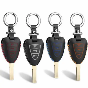 

1Pcs Leather car key cover case with key chain for porsche 911 boxster 2006 2009 cayman