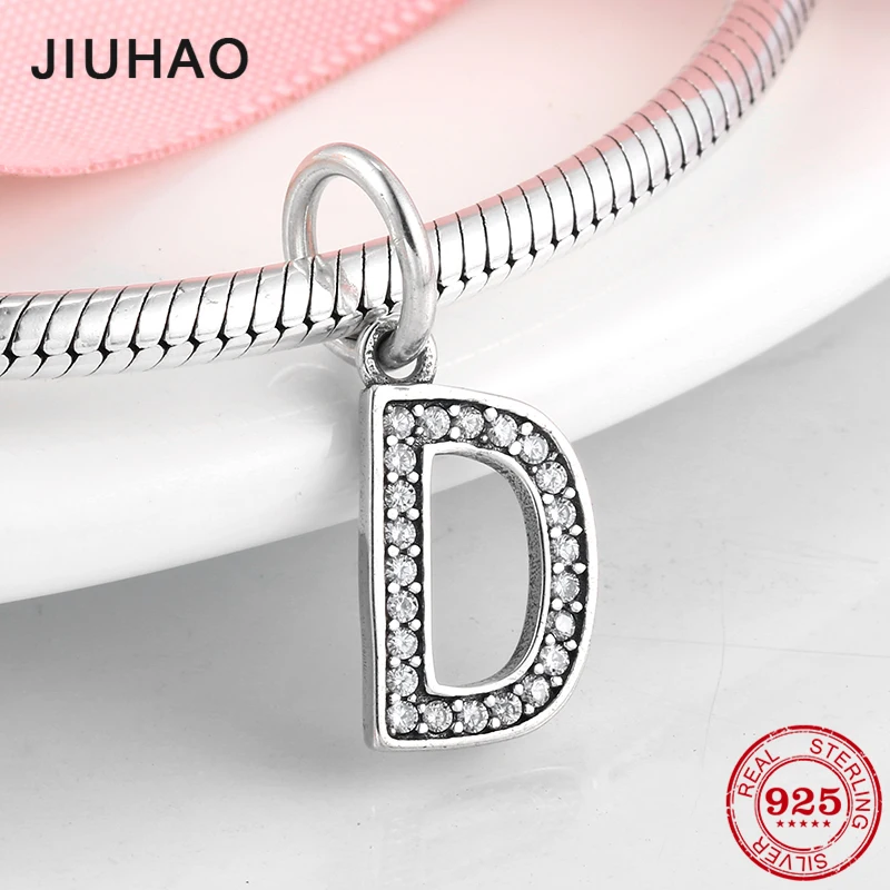 2019 Hot Sale 925 Sterling Silver Letter D Charms Beads Pendants Fit 