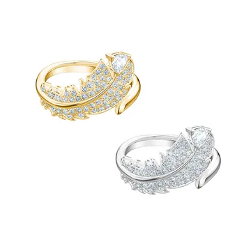 

High quality swa1: 1 simple fashionable feather women's adjustable size ring