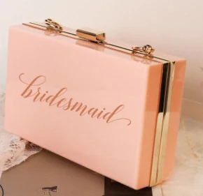 Sisbigdey, розовое золото, свадебная сумочка для макияжа, свадебная акриловая сумка через плечо, подарок подружки невесты, косметичка, вечерняя сумочка-клатч - Цвет: pink w wbridesmaid