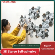 10Pcs 3D Wall Sticker Marble Pattern PVC Waterproof Self-Adhesive Wall Paper 30x30cm Brick Grain Toile Bathroom Wall Stickers