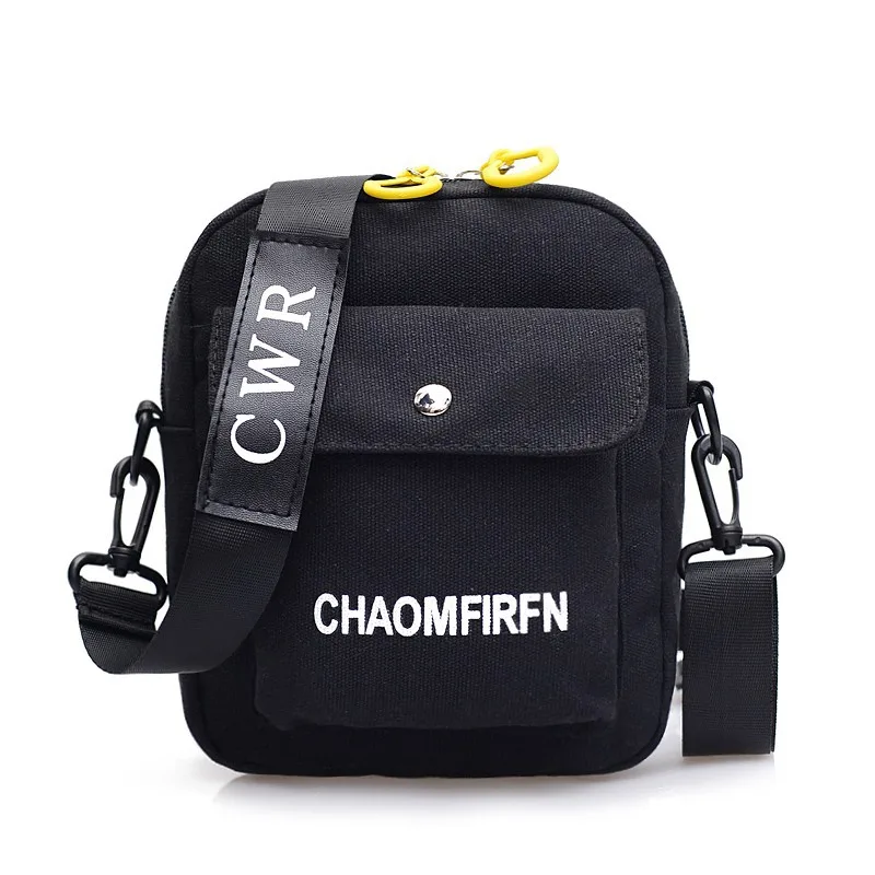 

2019 Spring And Summer New Style Korean-style Shoulder Square Sling Bag Lettered Hip Hop Fashion Canvas Headphone Jack Over-the-