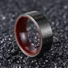8mm Wide Carbon Fiber Shell And Rosewood Inner Ring Combination Ring Men's  2022 Trend 4