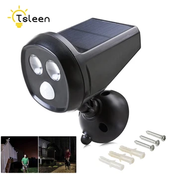 

TSLEEN LED Solar Lamp Waterproof Solar Light PIR Motion Sensor Built in 18650 Batteries Outdoor Wall Lamp Security Spot Lighting