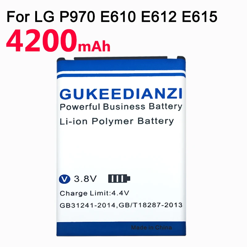 GUKEEDIANZI BL-44JN аккумулятор телефона для LG Optimus Zone E400 L3 L5 E612 EAC61679601 P970 E510 LGE510 P690 E730 4200