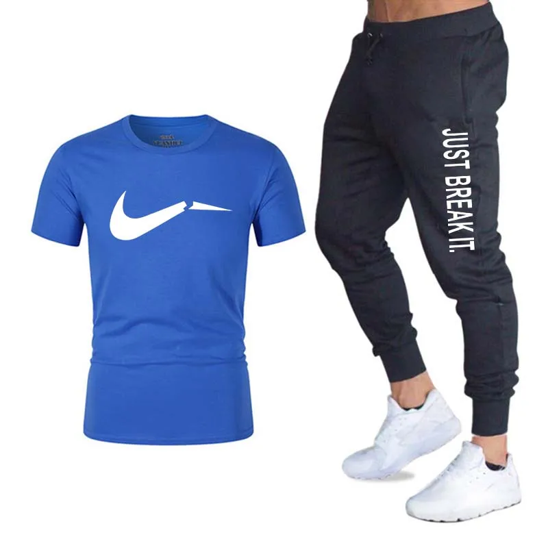 men'sBrand спортивной мужской костюм Бег футболка дамы спортивные костюмы+ летние туфли для бега трусцой фитнес-брюки спортивные - Цвет: Photo Color 22