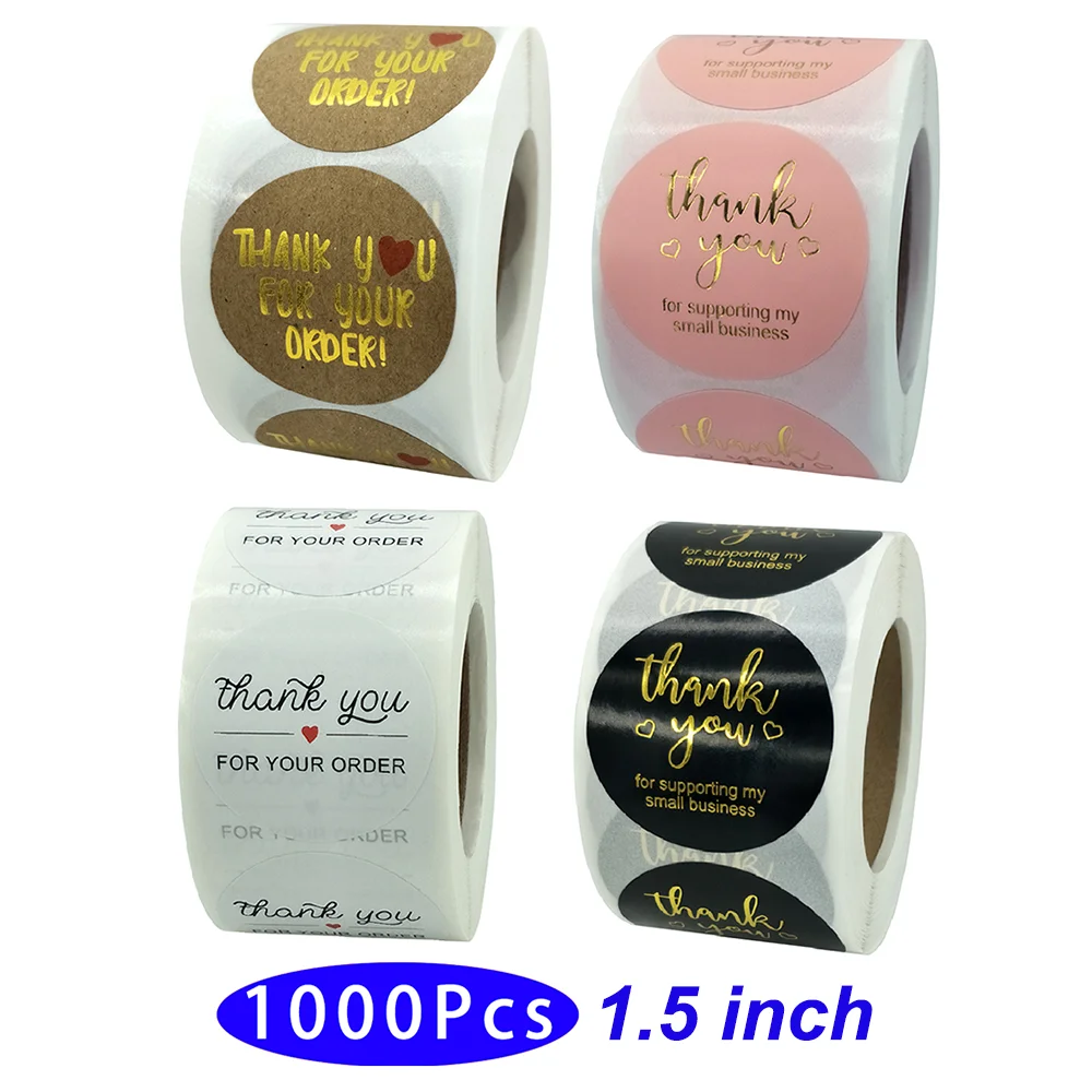 

1.5â€™â€™ 1000Pcs Cute Thank You Washi Sticker Your Order Support My Small Business Hand made Love Scrapbooking adhesive Seal Label