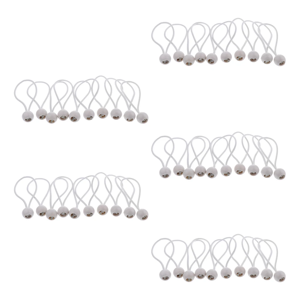 50pcs 162mm 5mm Heavy Duty Ball Bungee Cords Elastic Tie Ropes for Securing Canopy Tent Tarp
