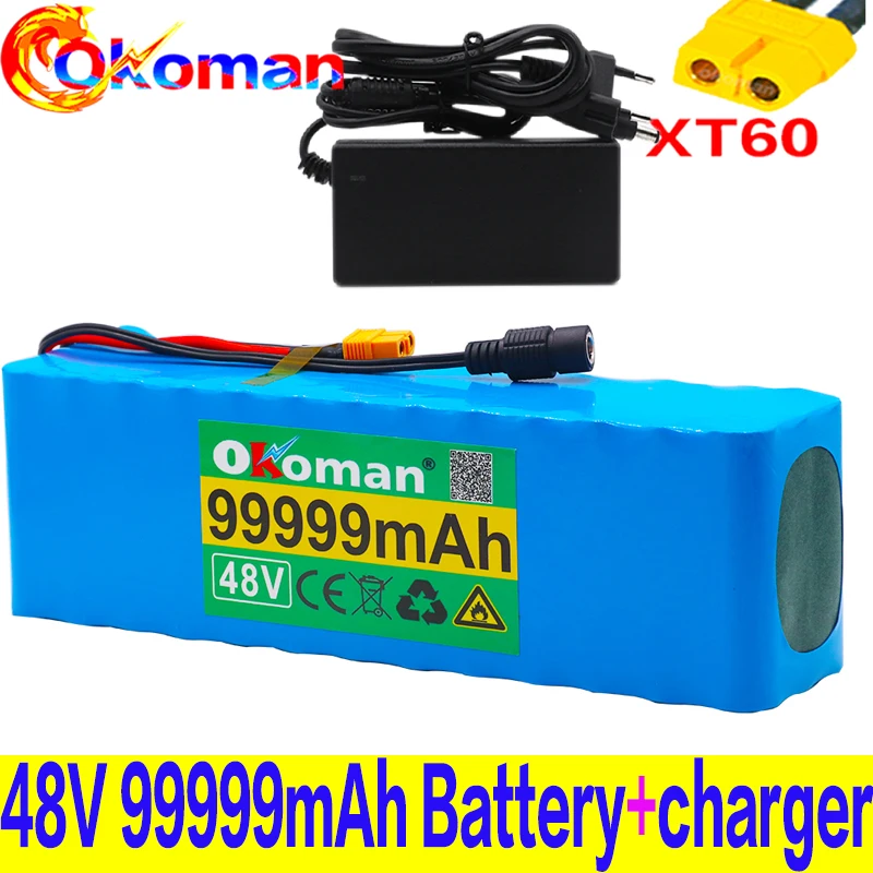Оригинальный 48v литий-ионный аккумулятор 99.999Ah 1000w 13S3P комплект батарей ионный для