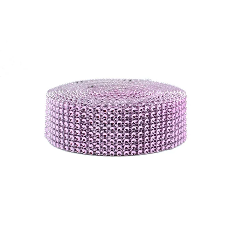 pink 2 ярда 4 см блестящая Алмазная сетка лента Серебряная акриловая лента со стразами Стразы сетка рулон домашние вечерние украшения ручной работы - Цвет: pink