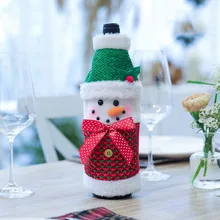 Рождество Navidad Декор новогодний обеденный стол Декор рождественские украшения, Санта Клаус крышка бутылки вина Снеговик держатели для подарков