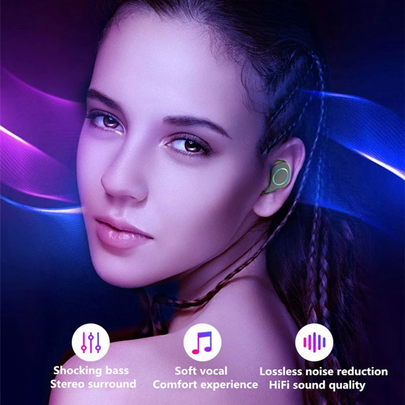 Bluetooth гарнитура R6 Спортивная зарядная корзина Tws Bluetooth гарнитура цифровой дисплей контактные наушники в ухо глубокий бас звук