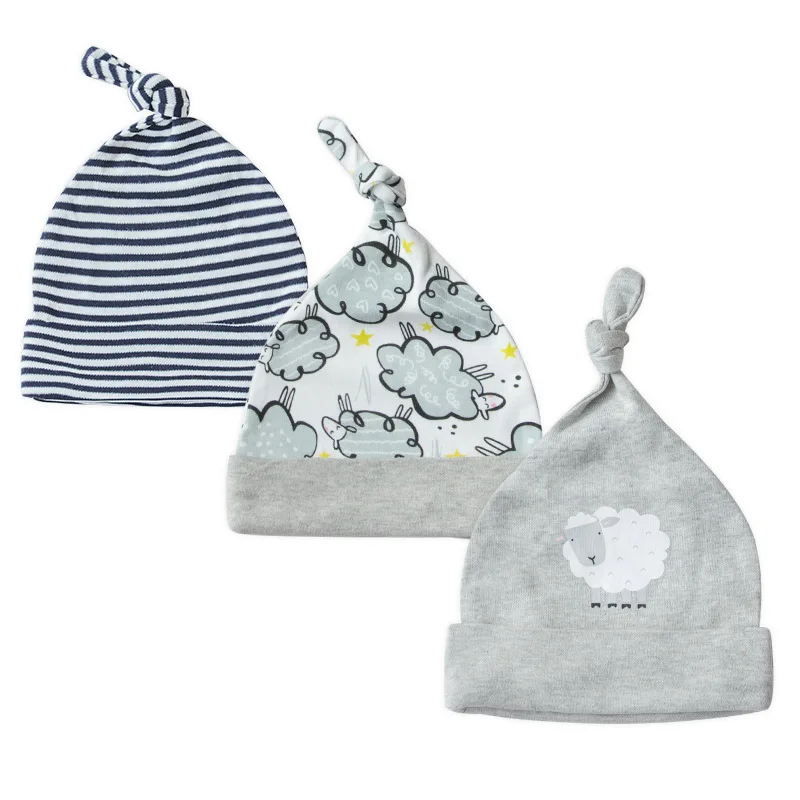 3pcs/lot Baby Hats cotton Printed Baby Hats& Caps For 0-6 Months Newborn Baby Accessories KF268 - Цвет: E