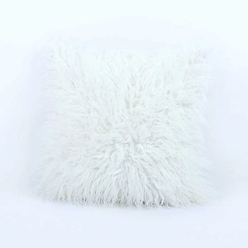 Nordic Style Solid Color White Grey Pink Cushion Plush Warm Throw Pillow for Home Decor Sofa Waist Cushion