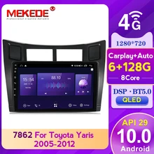 MEKEDE 6G 128GB QLED tv ekran Android10.0 Radio samochodowe z GPS multimedialny odtwarzacz Video dla Toyota Yaris XP90 2005 - 2012 z carplay DSP 4G