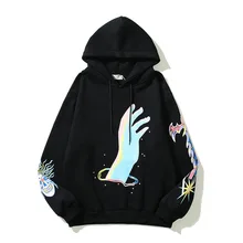 Autumn/Winter Trend Of Pure Cotton Hand-painted Graffiti Printing High Street Hip-hop Men/Women With The Same Hooded Sweatshirt